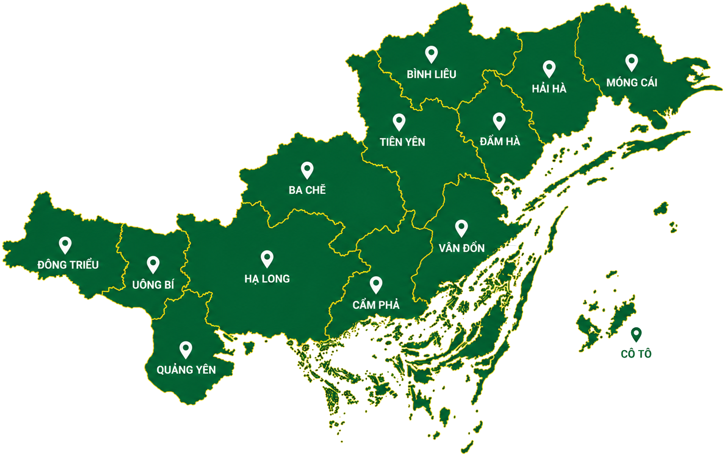 Bản đồ hội viên Chi hội Quảng cáo Quảng Ninh theo địa phương